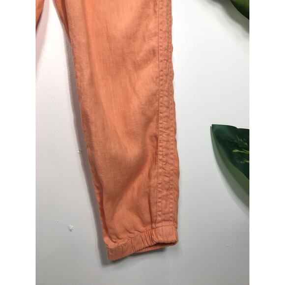 Athleta Women's 10 Coral Orange Cabo Linen Jogger Pants Casual Comfy Everyday - Picture 3 of 10